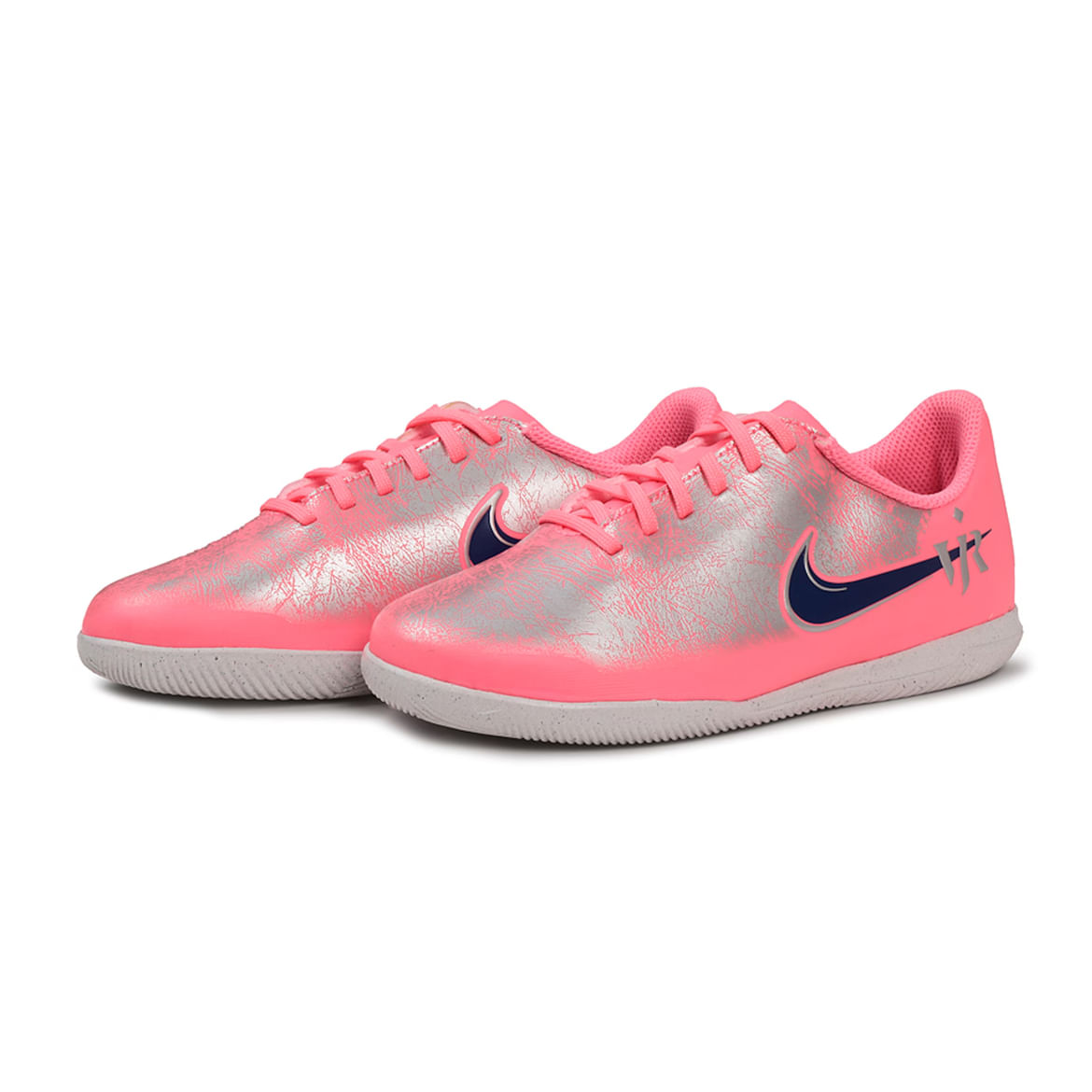 Chuteira infantil Nike Jr Zoom Vapor 16 rosa vista superior para ajuste